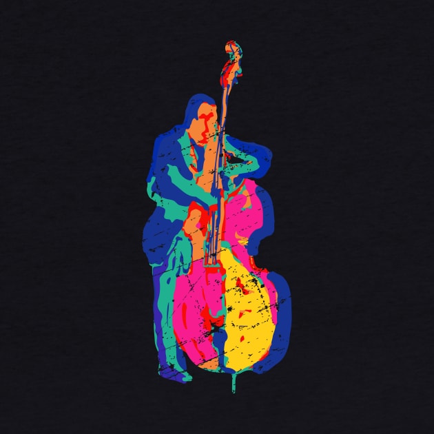 Colorful Double Bass Player Modern Style by jazzworldquest